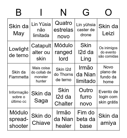 Arknights Bingo Card