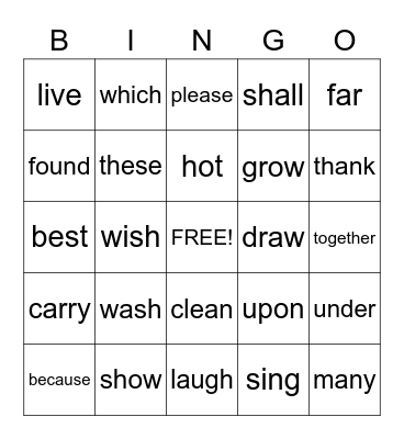 Sight Word List 11 Bingo Card
