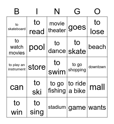 Las actividades Bingo Card