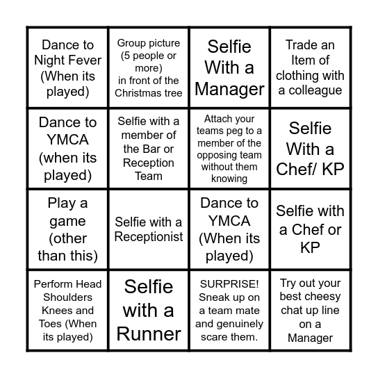 Christmas Party Scavenger Hunt Bingo Card