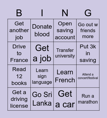 2023 goals Bingo Card