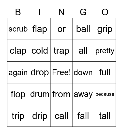 1st Grade- HMH- Module 5 Week 2  List 14 Bingo Card