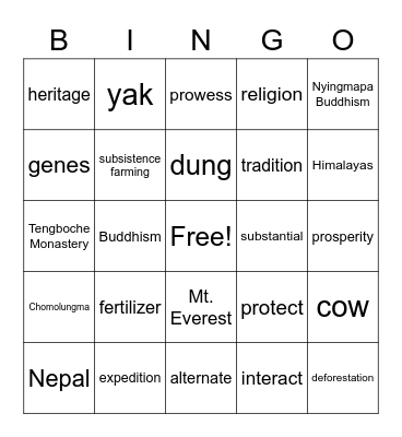 Unit 7 Bingo Words Bingo Card