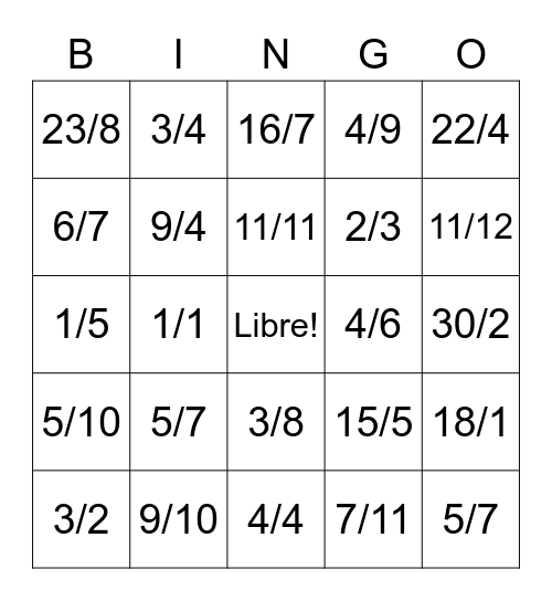 les dates Bingo Card