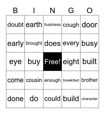 High-Frequency Heart Words: Week of 01/16 Bingo Card