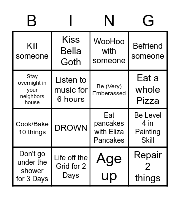 The Sims 4 BINGO Card