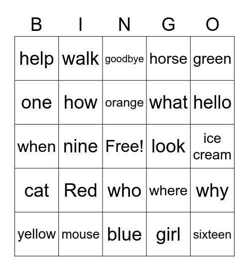 ASL 1 Bingo Card