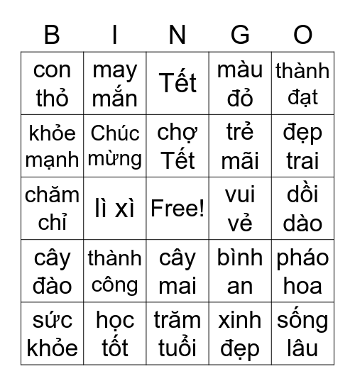 Chúc Mừng Năm Mới 2023 Bingo Card