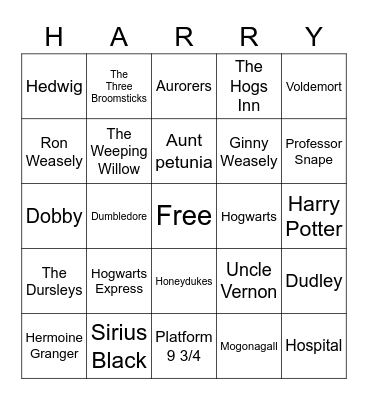 HARRY POTTER Bingo Card