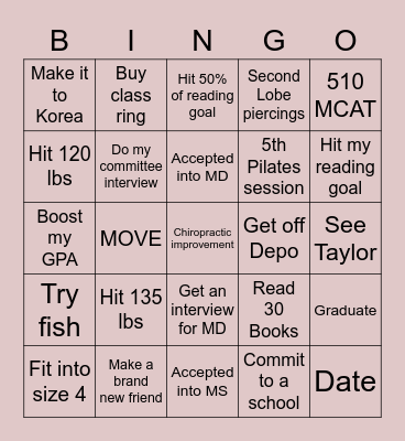 2023 Goals Bingo Card