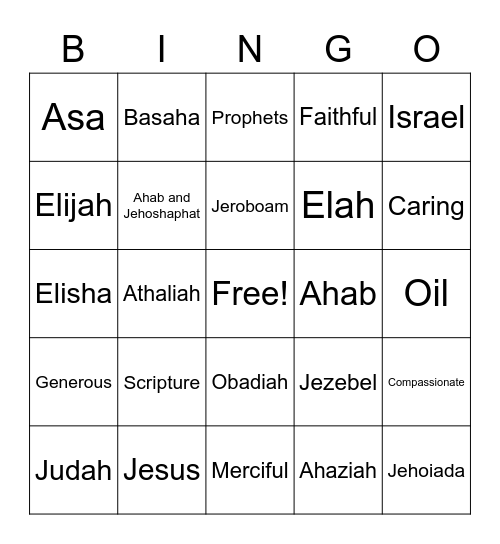 Kingdom Divided Part 1 Bingo Card