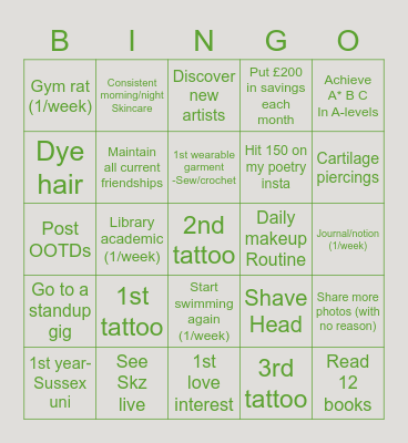 2023 bingo Card