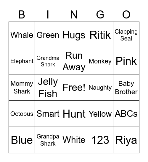 Ritik Shark BINGO!!! Bingo Card