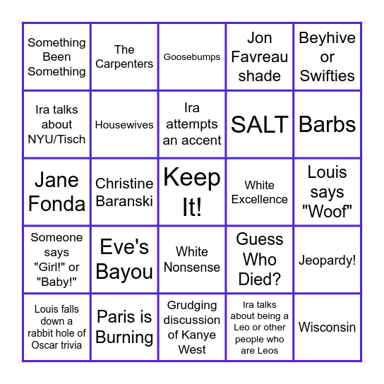 Keep It! Bingo Card