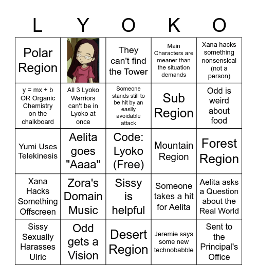 Code Lyoko Bingo Card