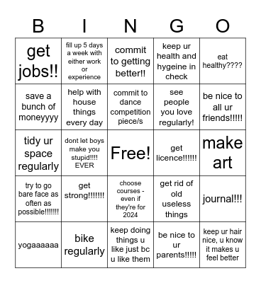 2023 resolutions - celebrate every time u complete a row!! Bingo Card
