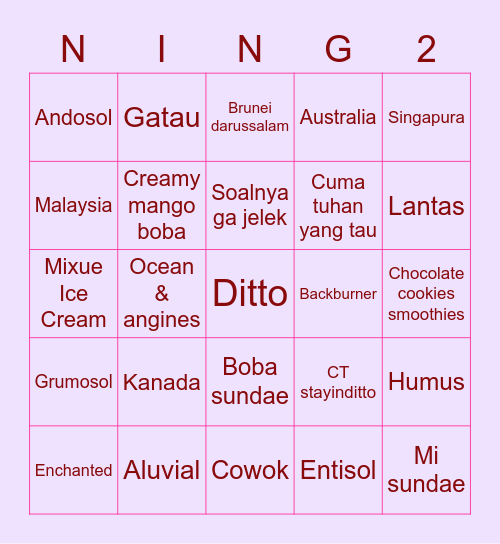 Bingo ningning Bingo Card