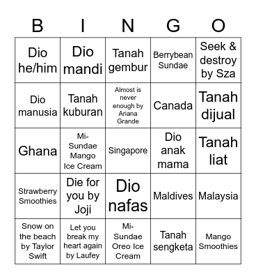 Mingyu Bingo Card