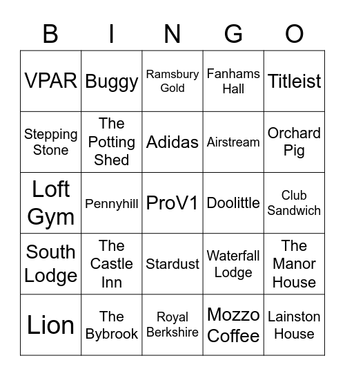 The Manor House Bingo Card
