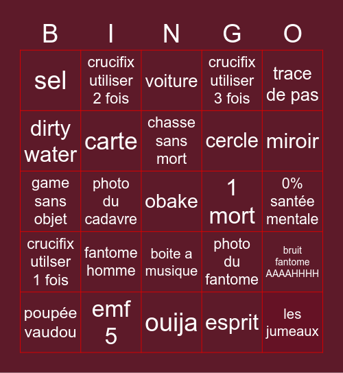 *bingo phasmohobia Bingo Card