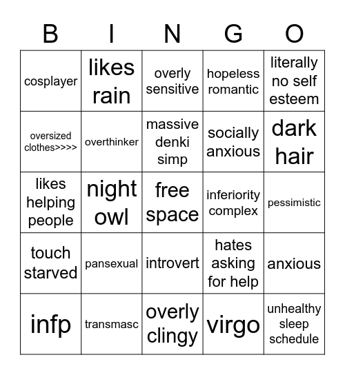 how similar are you to me? Bingo Card