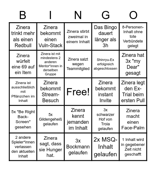 Zinnis Bingo-Bongo :D Bingo Card
