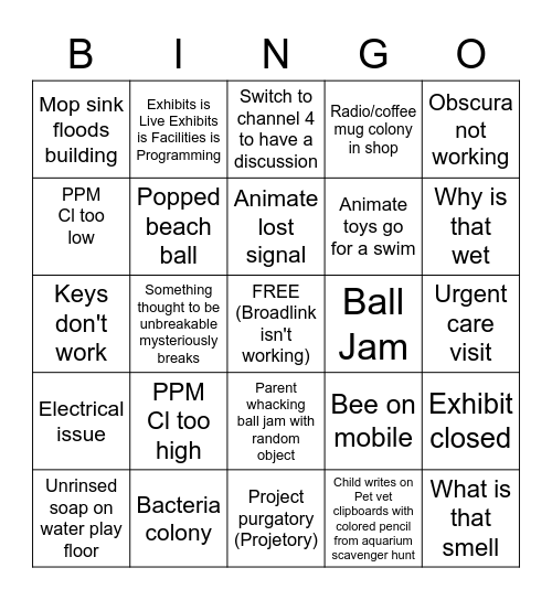 Exhibits Bingo Card