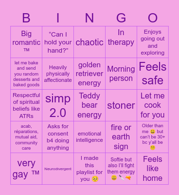 Are You Riviolis Type?? Bingo Card