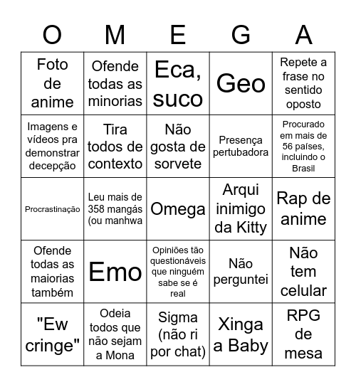 Omega Bingo Card