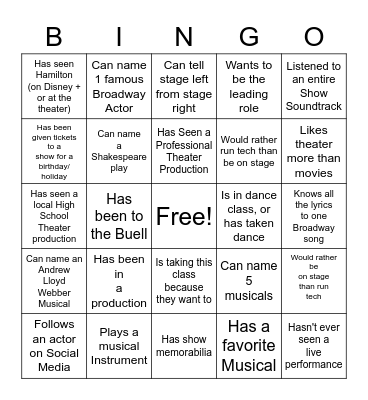 Mesa Blackout BINGO Card