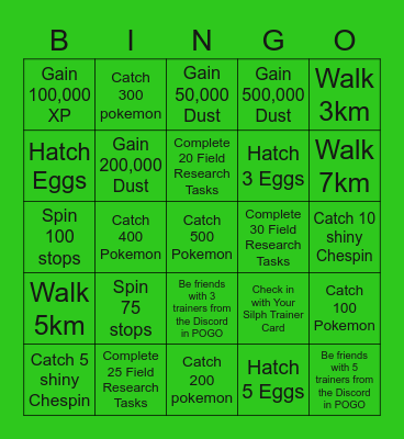 Mega PokéGo Seattle Chespin Community Day Bingo! Bingo Card