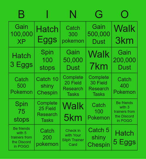 Mega PokéGo SeattlemChespin Community Day! Bingo Card