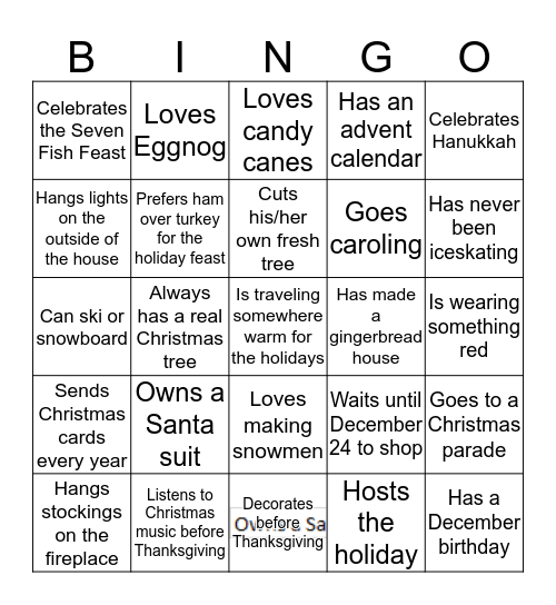 C&S Christmas Bingo Card