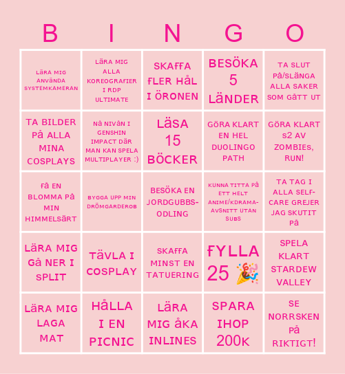 2023 Goals! Bingo Card