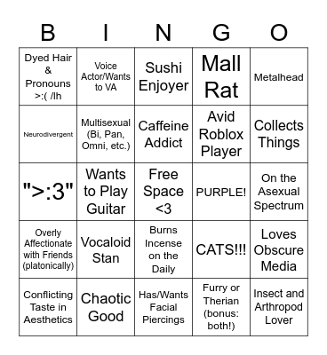 Beanz Bingo :3 Bingo Card