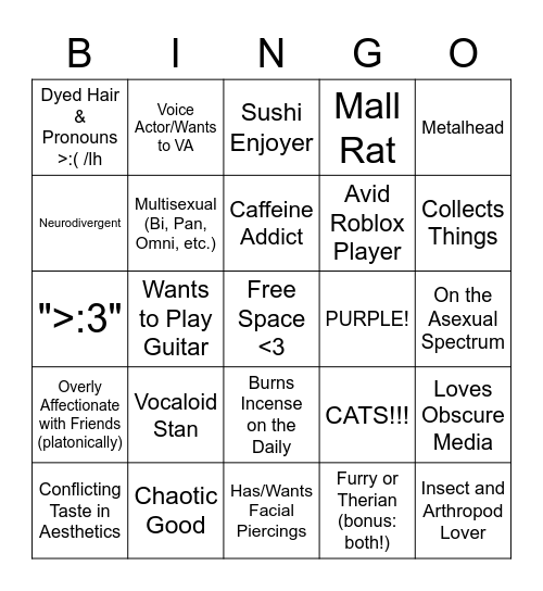 Beanz Bingo :3 Bingo Card