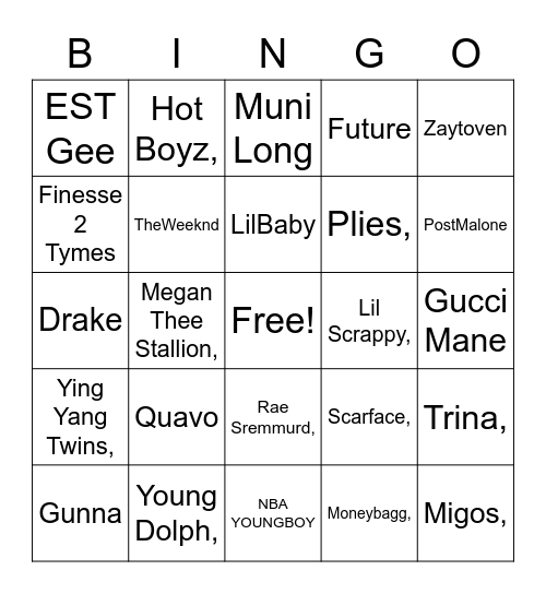 T R A P  B I N G O 1 Bingo Card