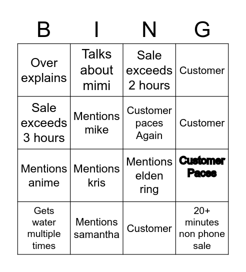 James marathon sales Bingo Card
