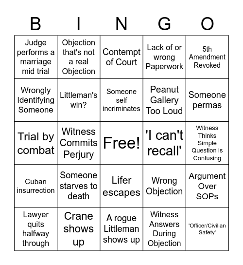 Littleman Court Bingo Card