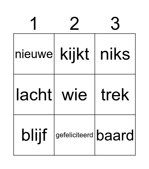 Bingo in nije heit! Bingo Card