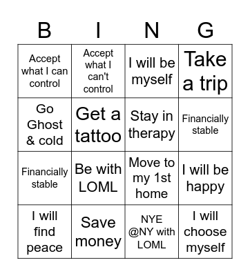 2023 Goals Bingo Card