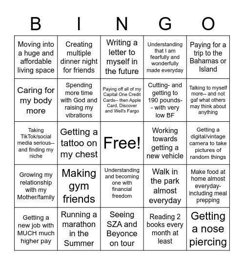 2023 Bingooo (It's going to work out for me) Bingo Card