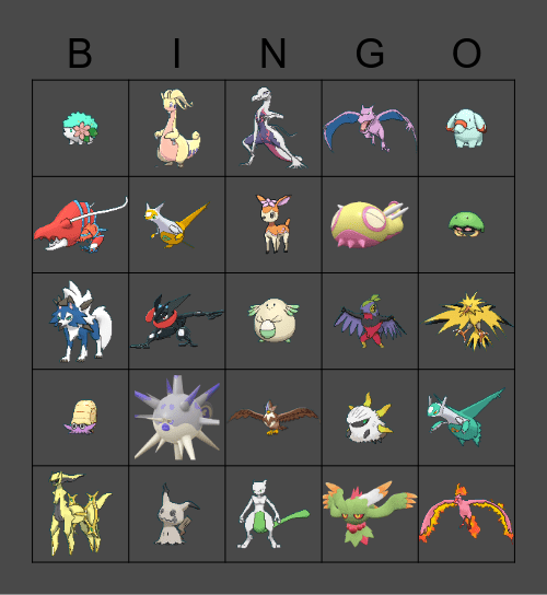 2023 Shinies Bingo Card