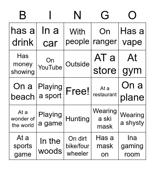 BeReal Bingo Card