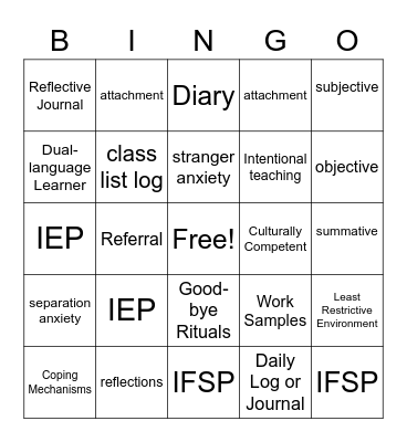 ER 326 Vocabulary CH 2 Bingo Card