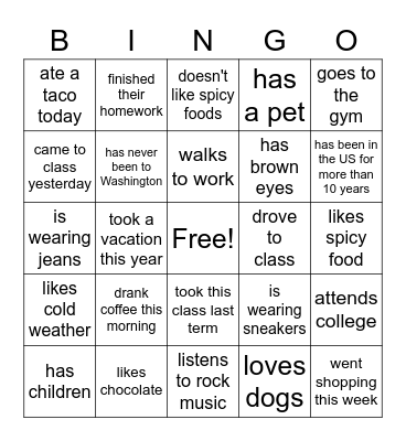 Do you know who.... Bingo Card