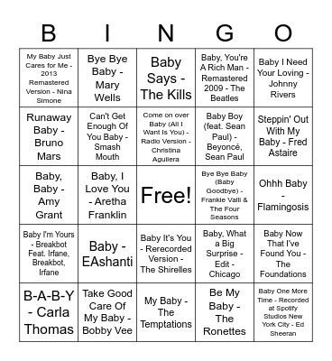 Alyssa's Baby Shower Bingo Card
