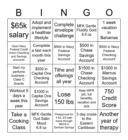 2023 Goals Bingo Card