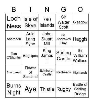 BURNS NIGHT Bingo Card