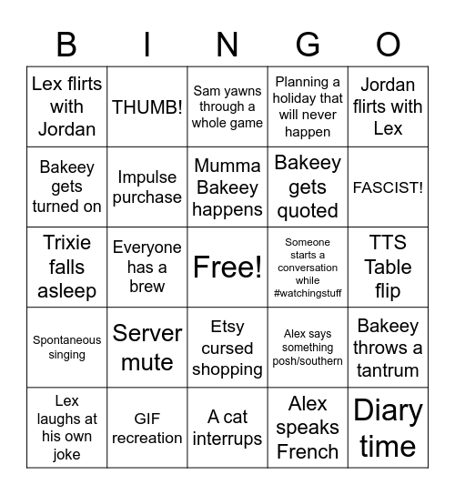 3am Bingo Card